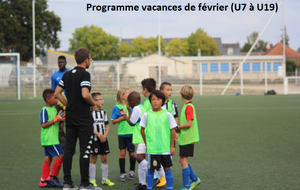 PLANNING ENTRAÎNEMENTS VACANCES DE FÉVRIER (U7 au U19)