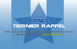 Alerte licences : dernier rappel !