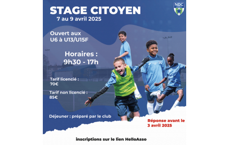 Stage citoyen- Lundi 7 au Mercredi 9 Avril 2025